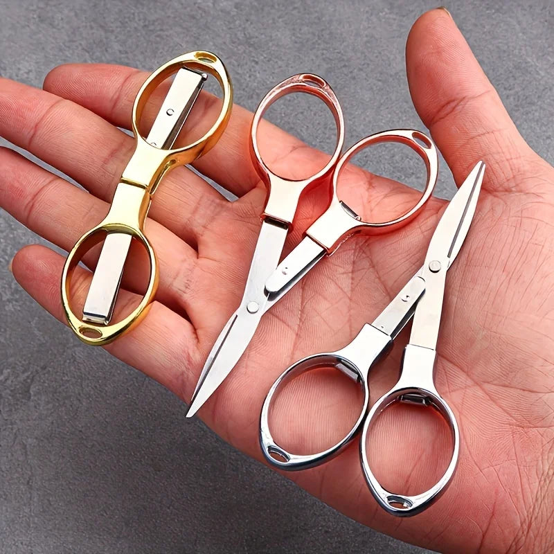 Folding Retractable Stainless Steel Scissors – Portable Travel & Everyday Craft Scissors in Rose Gold, Silver, Gold or Black