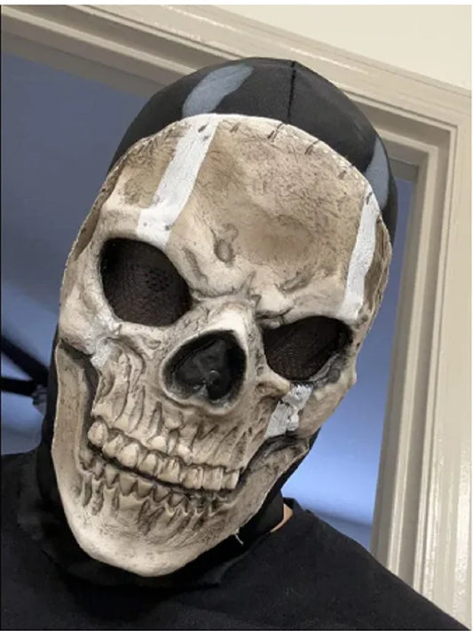 Full Face Latex Halloween Skull Mask – Horror Ghost Cosplay Headgear for Adults