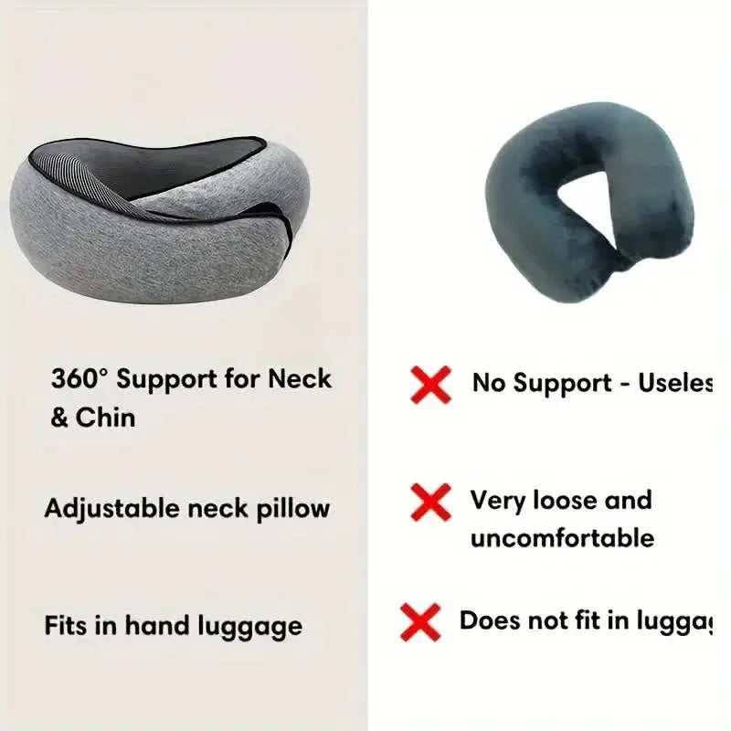 Travel Neck Pillow Memory Foam U-shaped Pillow Snail Style Travel Neck Support Portable Adjustable Soft Noon Break Sleep Pill