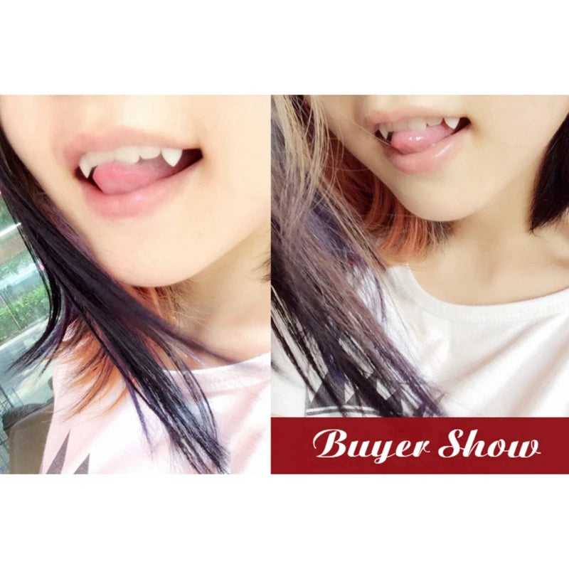 Halloween Vampire & Werewolf Fang Dentures – Fake Teeth Cosplay Prop for Adults & Kids (4 Sizes)