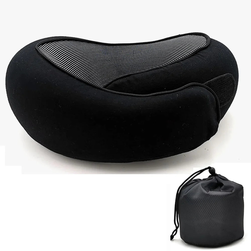 Travel Neck Pillow Memory Foam U-shaped Pillow Snail Style Travel Neck Support Portable Adjustable Soft Noon Break Sleep Pill