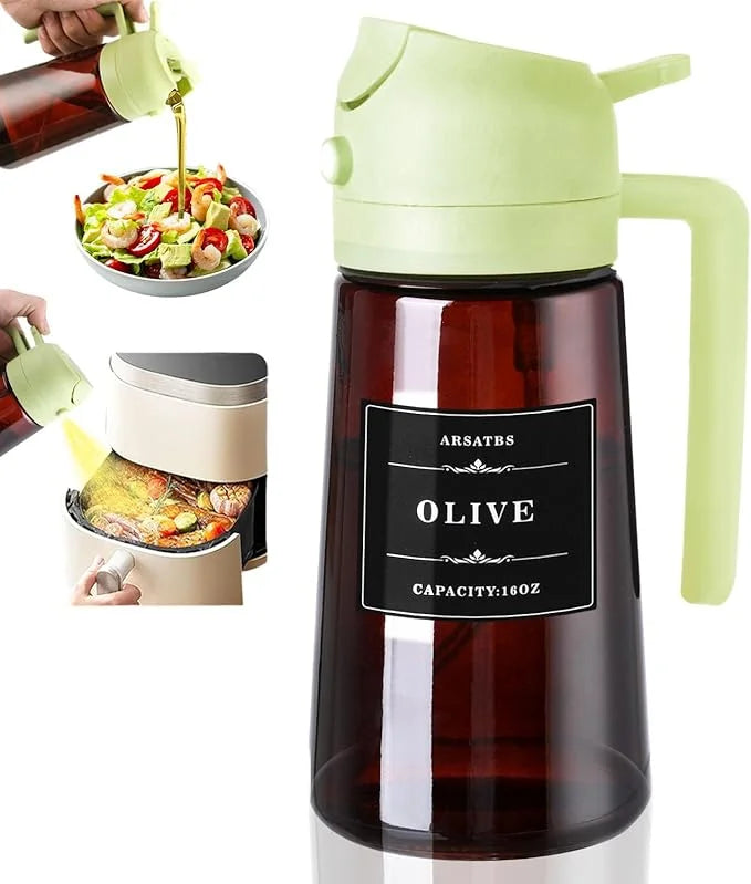 Glass Olive Oil Dispenser Bottle with Pourers & Drip-Free Spout