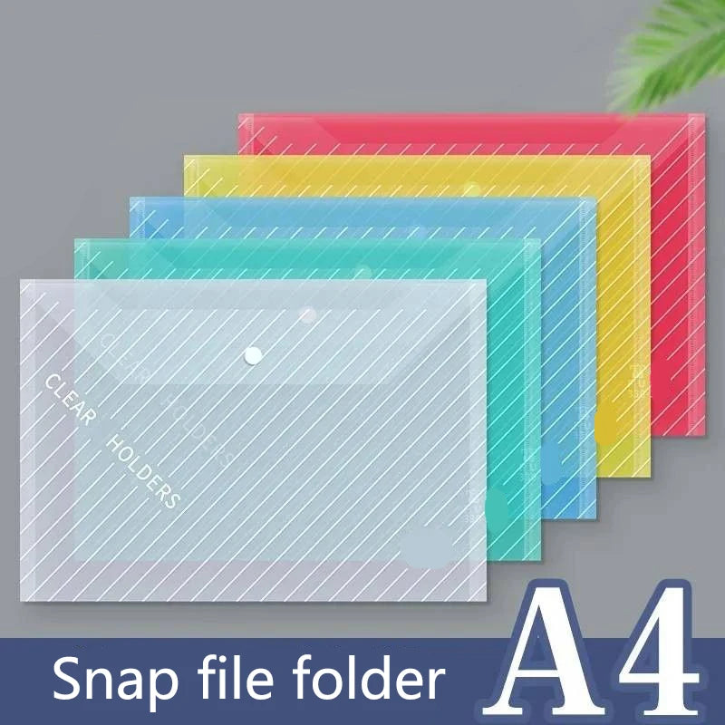 A4 Colourful Twill File Bags – Thickened Waterproof Snap-Close PP Storage Bags for Documents, Test Papers & Books (10 or 20-P