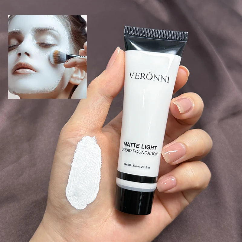 VERONNI Pure White Face & Body Paint Foundation – Halloween Clown, Ghost & Cosplay Costume Makeup Adjuster (37ml, All Skin Types)