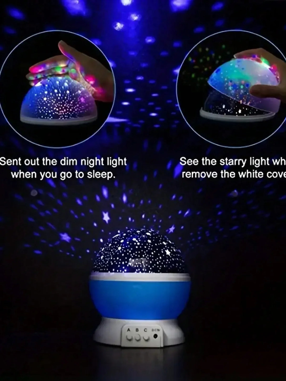 360° Rotating LED Star & Moon Projector Night Light