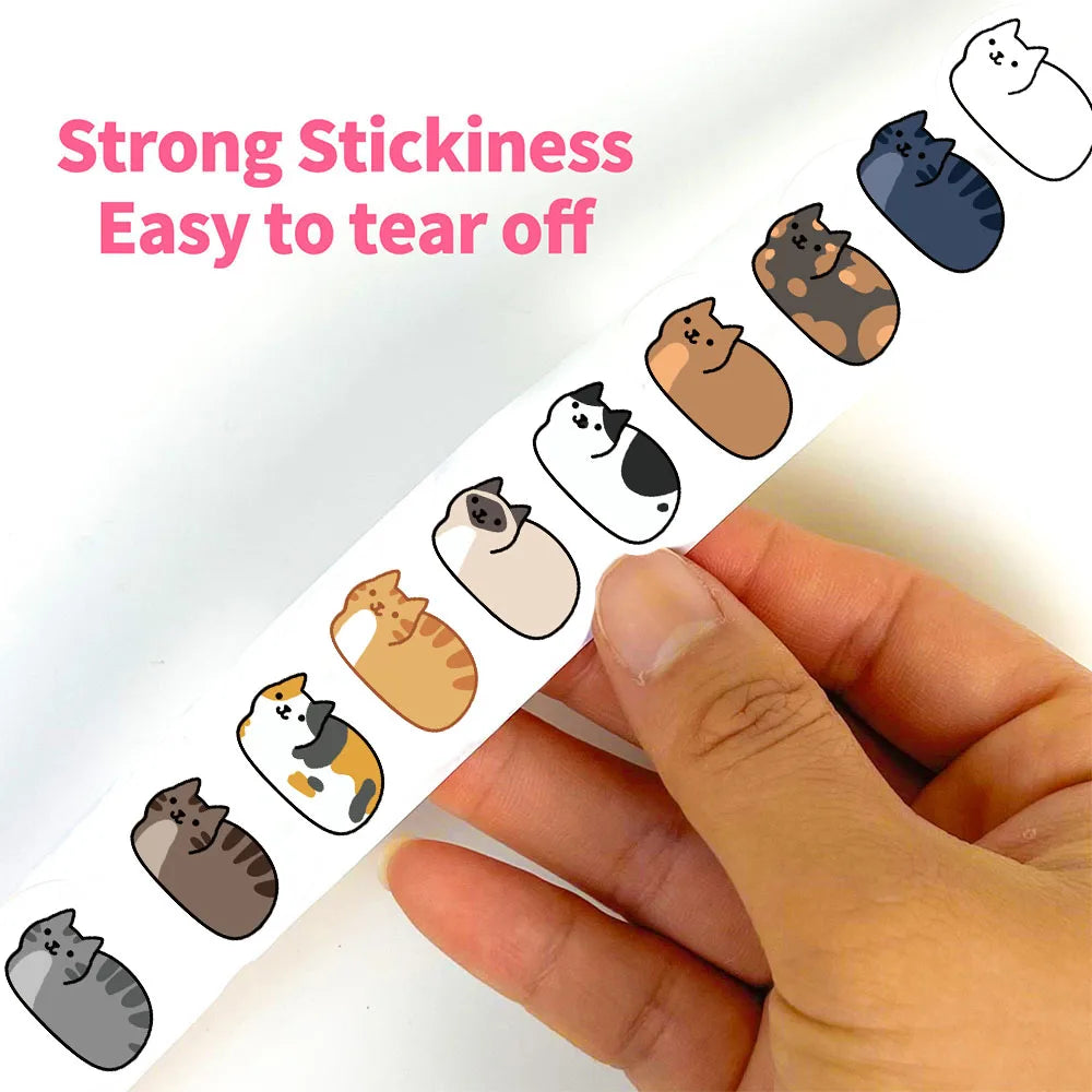500pcs Kawaii Cartoon Cat Stickers – Waterproof Vinyl Stickers for Laptop, Skateboard, Phone, Luggage & Scrapbooking (Single 