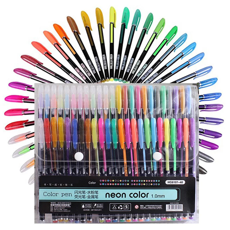 Kissbuty Glitter, Metallic, Pastel & Highlighter Gel Pens – 1.0mm Coloring Pens with Refills for Journaling, Art & Adult Colo