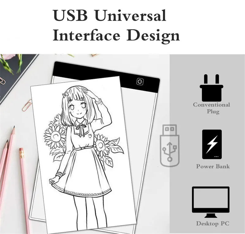 LED Light Tracing Pad for Kids – 3-Level Dimmable Drawing Copy Board