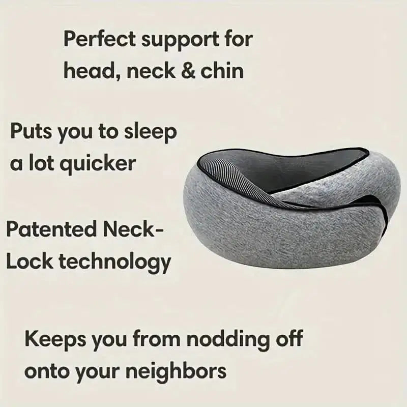 Travel Neck Pillow Memory Foam U-shaped Pillow Snail Style Travel Neck Support Portable Adjustable Soft Noon Break Sleep Pill