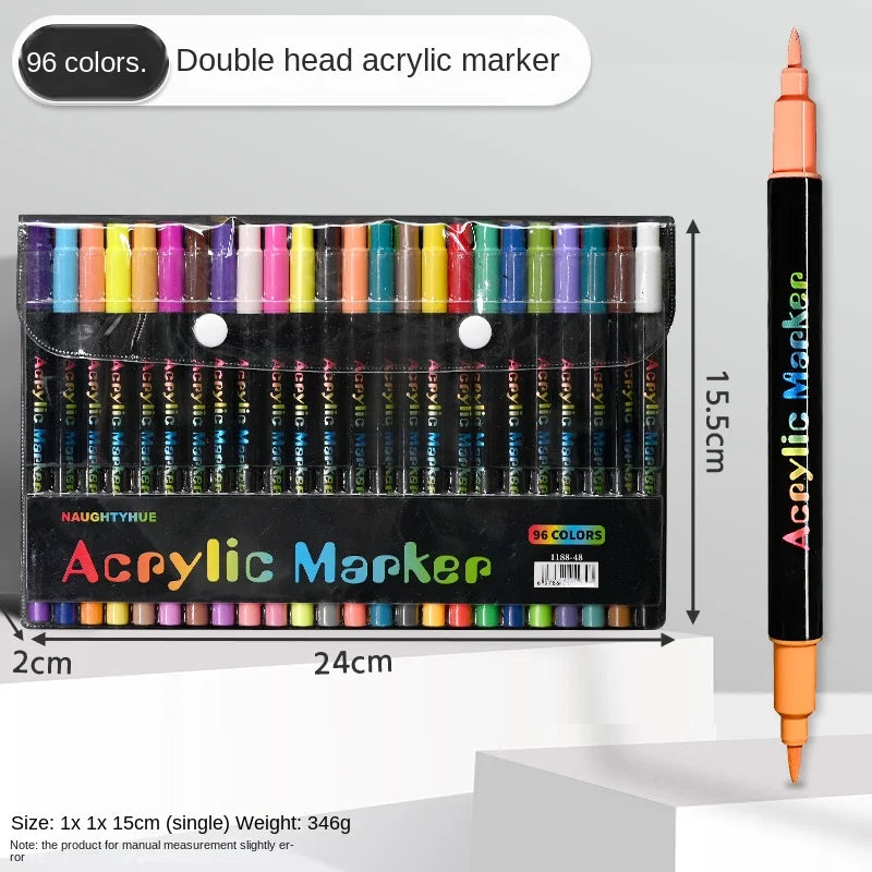 Professional Dual-Tip Acrylic Paint Markers – Fine & Brush Tip Pens for Stone, Wood, Calligraphy & Mixed Media (24, 48, 72, 96 or 120 Colours)