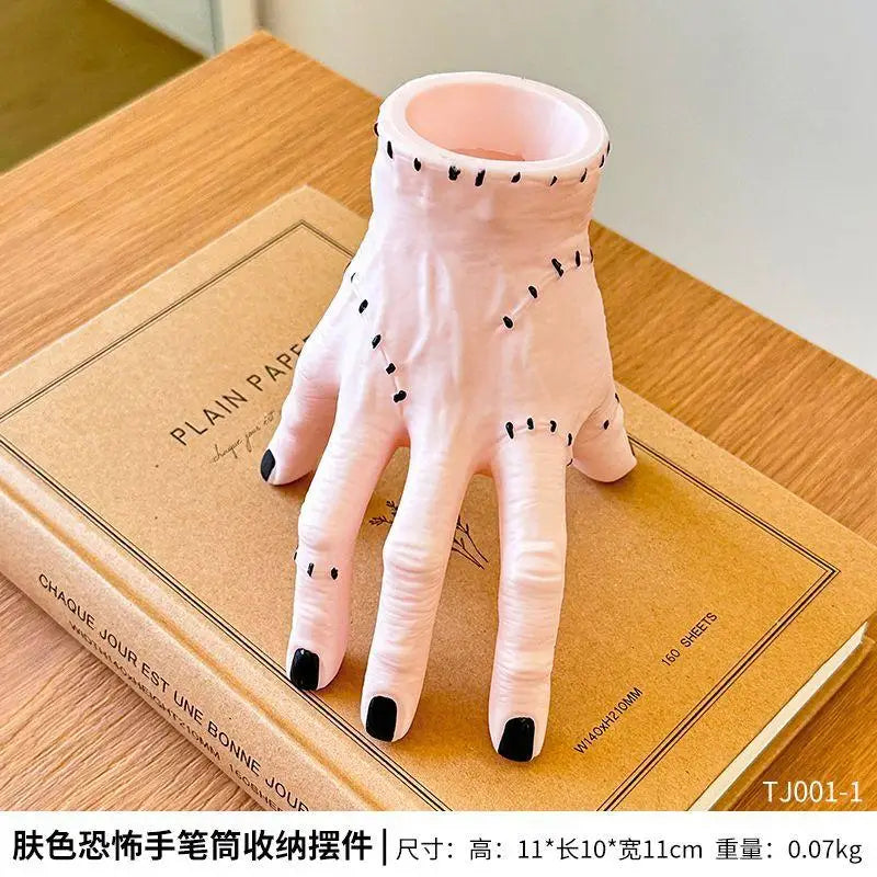 Scary Horror Palm Sculpture – Halloween Desk Pen Holder & Succulent Planter Ornament (2 Styles)
