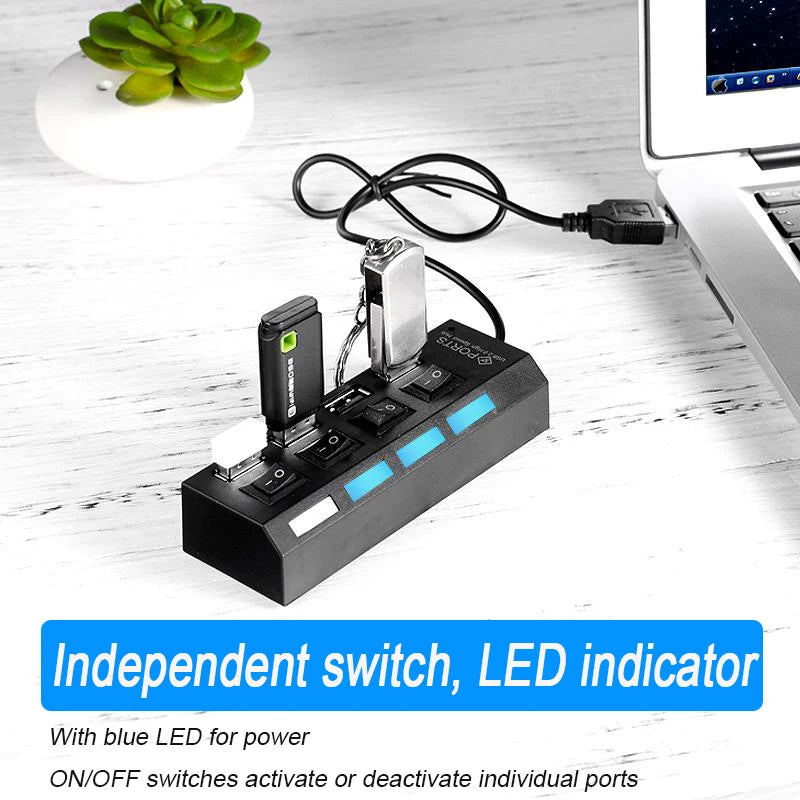 4/7-Port USB 2.0 Hub with Individual LED Switches
