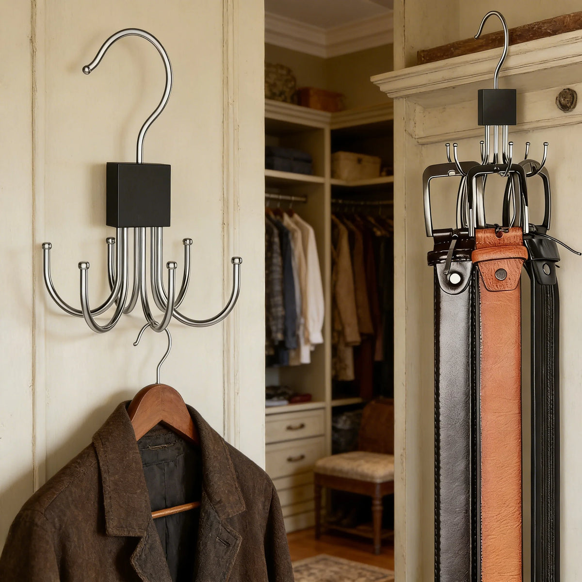 360°Rotating Belt Hanger Hook Durable Belts Rack Organizer for Belts Scarves Bras Ties Home Dorm Storage Hanger Closet Organi
