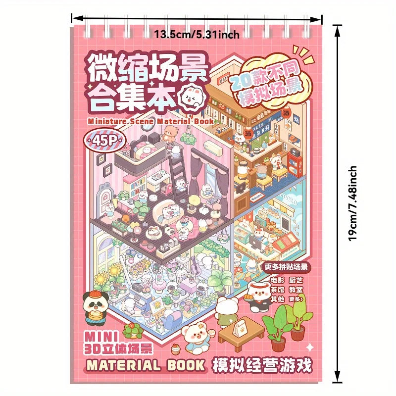 Mr. Paper 3D Landscape Scene Sticker Book – 45pcs Forest, Village & Cabin DIY Pocket Stickers for Planner, Journal & Birthday