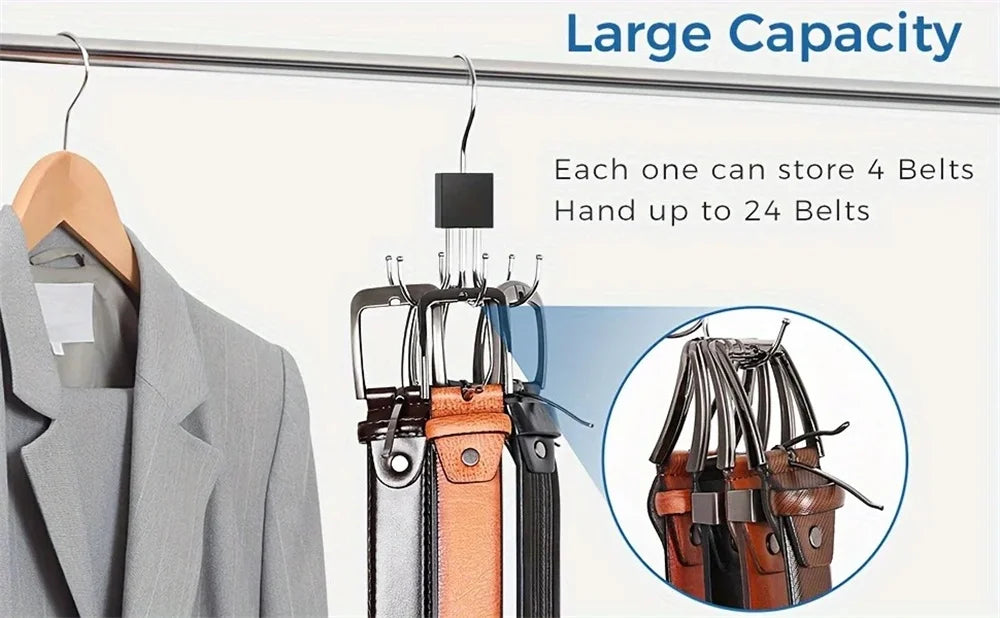 360°Rotating Belt Hanger Hook Durable Belts Rack Organizer for Belts Scarves Bras Ties Home Dorm Storage Hanger Closet Organi