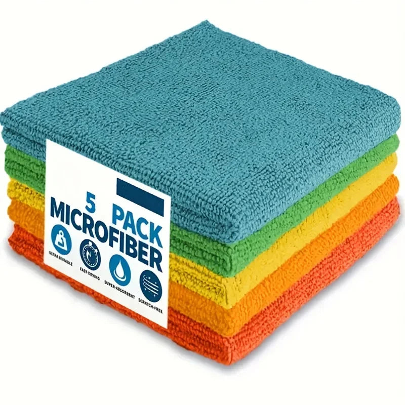 5/10/20/50pcs Microfiber Cleaning Cloth, Dishwashing Cloth Household Rag Kitchen Bathroom Cleaning Towel Durable Absorbent To