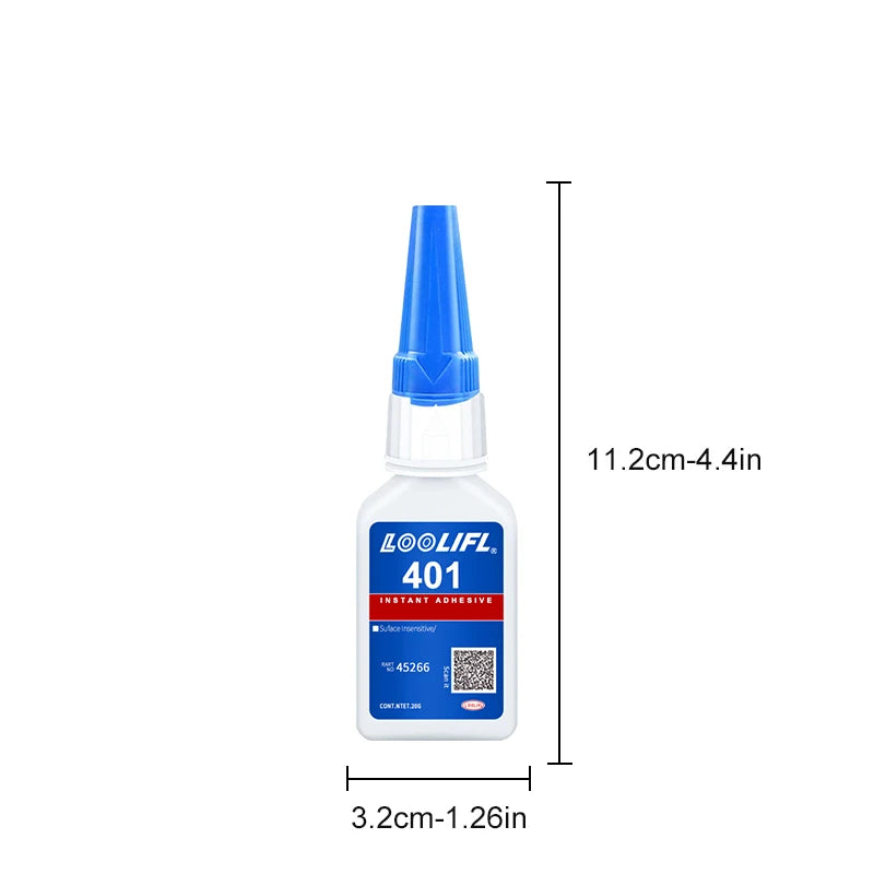 LOOLIFL 401 Super Cyanoacrylate Glue – Waterproof Medium CA Glue for Wood, Metal, Plastic, Ceramic & More (10ml or 20ml, Single or Multi-Packs)