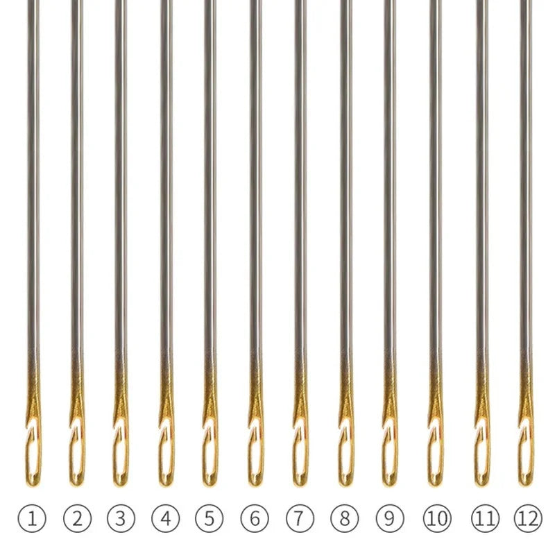 30pcs Self-Threading Sewing Needles — Stainless Steel Easy-Thread Hand Sewing & Embroidery Set
