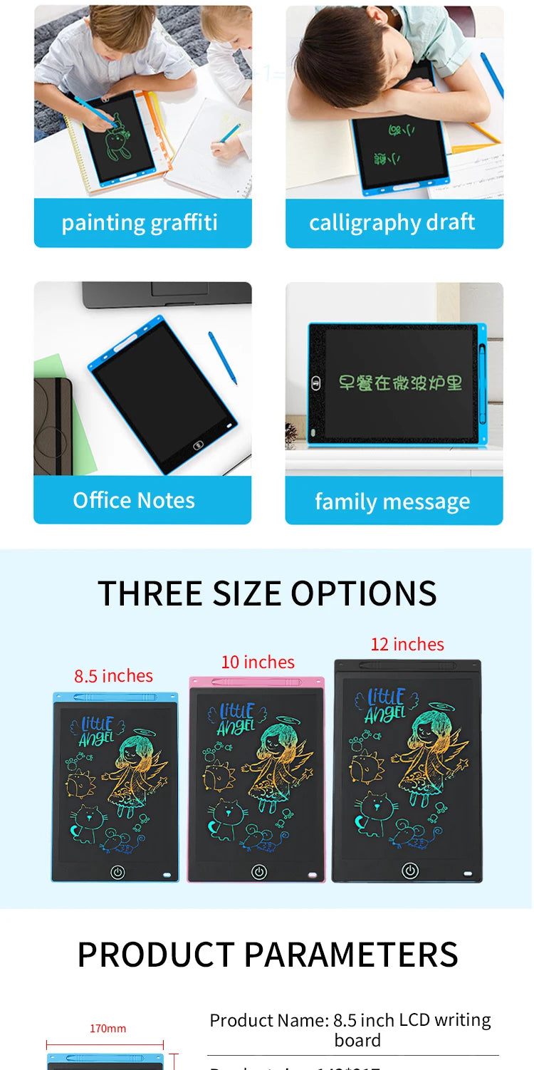 LCD Drawing Tablet for Kids – Rechargeable Erasable Board with Pen