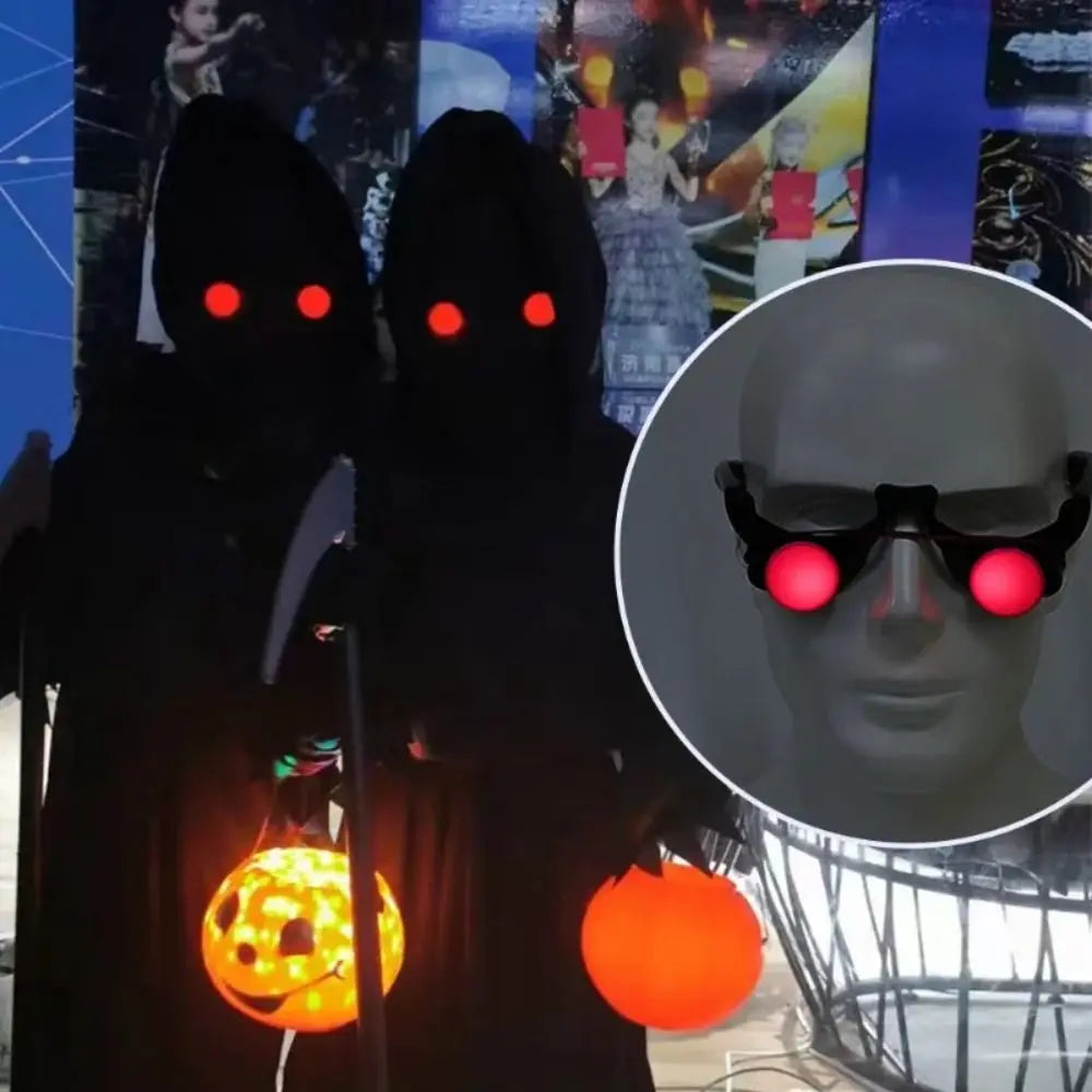 Halloween Light-Up Horror Red Eye Glasses – LED Glow Scary Cosplay Prop for Parties & Haunted Events