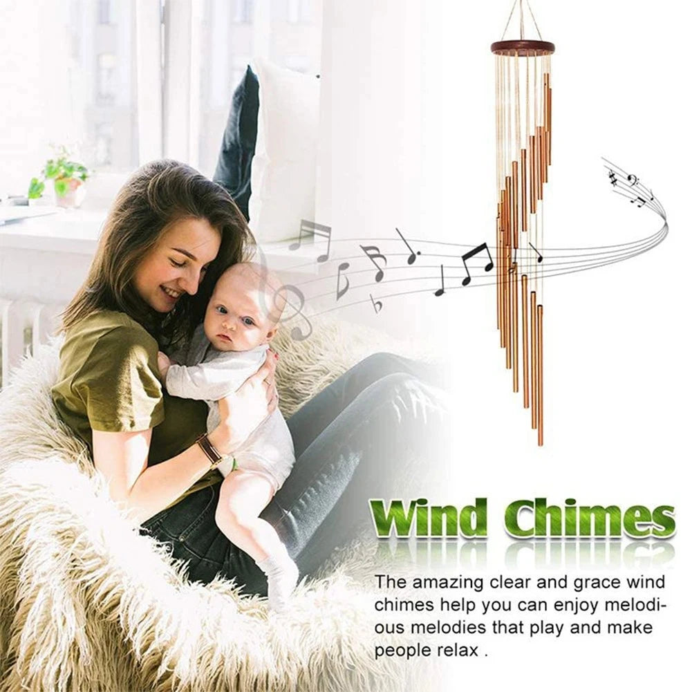 12-Tube Aluminum Alloy Wind Chimes with Gold & Silver Bells – Indoor/Outdoor Decor