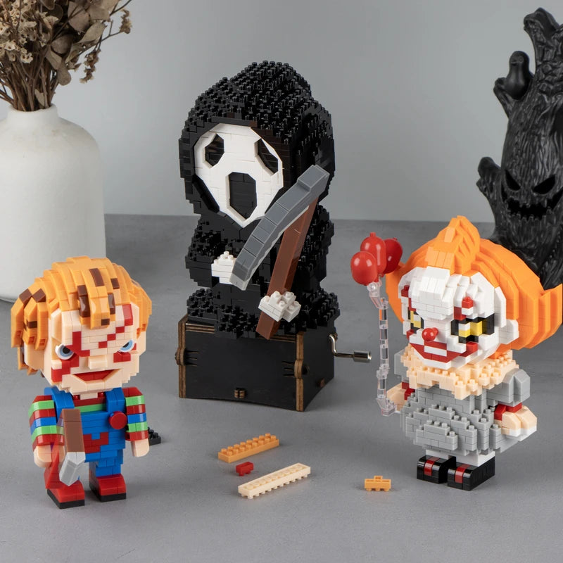 Halloween Horror Building Block Assembly Set – Death, Clown & Haunted Scene Models