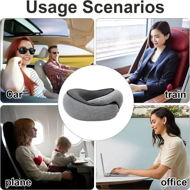 Travel Neck Pillow Memory Foam U-shaped Pillow Snail Style Travel Neck Support Portable Adjustable Soft Noon Break Sleep Pill