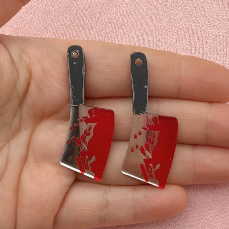 12pcs Acrylic Halloween Sword & Knife Charm Set – DIY Earrings, Necklace & Keychain Pendants