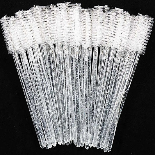 Disposable Crystal Eyelash Brush Comb – 50pc Mascara Wands for Lash Extensions & Makeup
