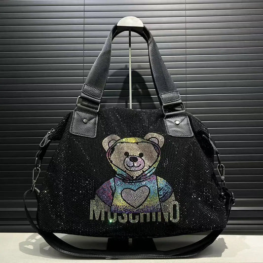 Diamond Teddy Bear Handbag – Shiny Rhinestone Shoulder Bag with Large Capacity