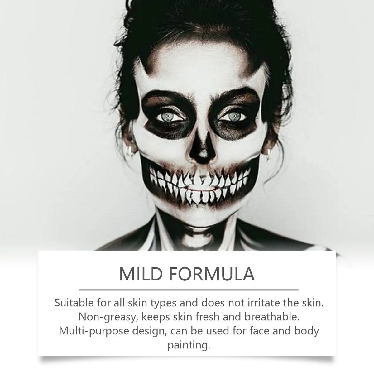 Halloween Black & White Face & Body Paint Kit – Waterproof Full-Coverage Clown & Joker Makeup Set