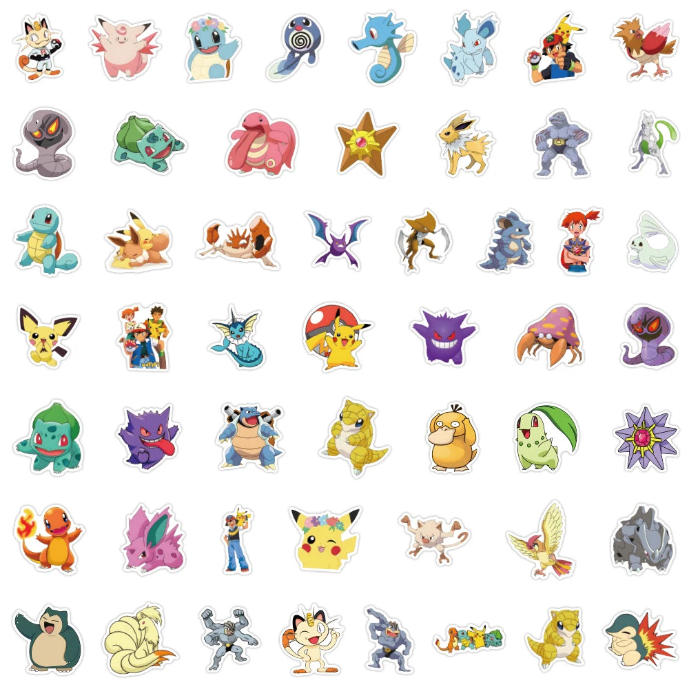 Pokémon Anime Stickers – Pikachu Kawaii Sticker Pack for Laptops, Skateboards & More