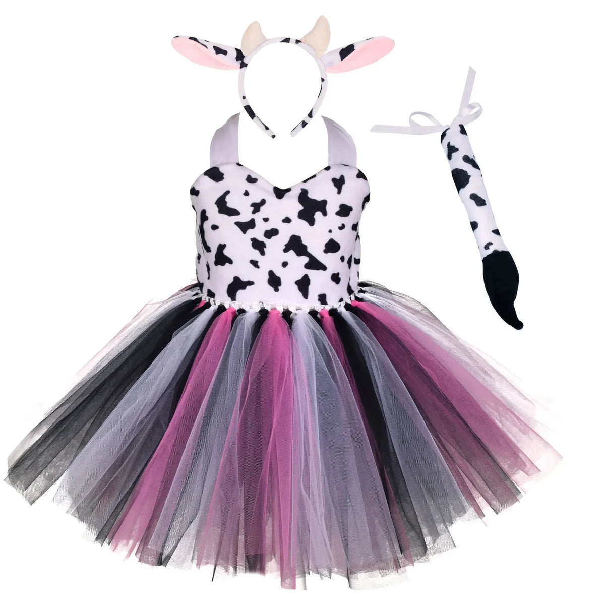 Girls’ Animal Print Tutu Costume Dress – Forest Theme Halloween Cosplay & Dance Performance Set for Kids