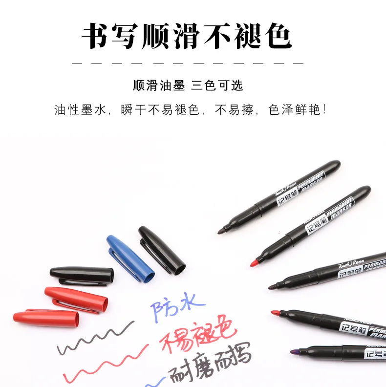 6 PCS Permanent Marker Pen Manga Drawing Markers Black Blue Red Waterproof Ink Sketch Pens Stationery Art School Supplies