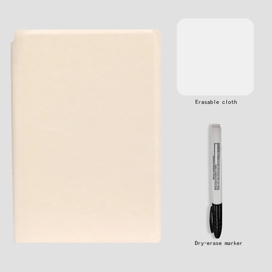 A5 Reusable Whiteboard Notebook Set – Leather Weekly Planner & Memo Pad with Whiteboard Pen & Erasing Cloth (6 Colours)