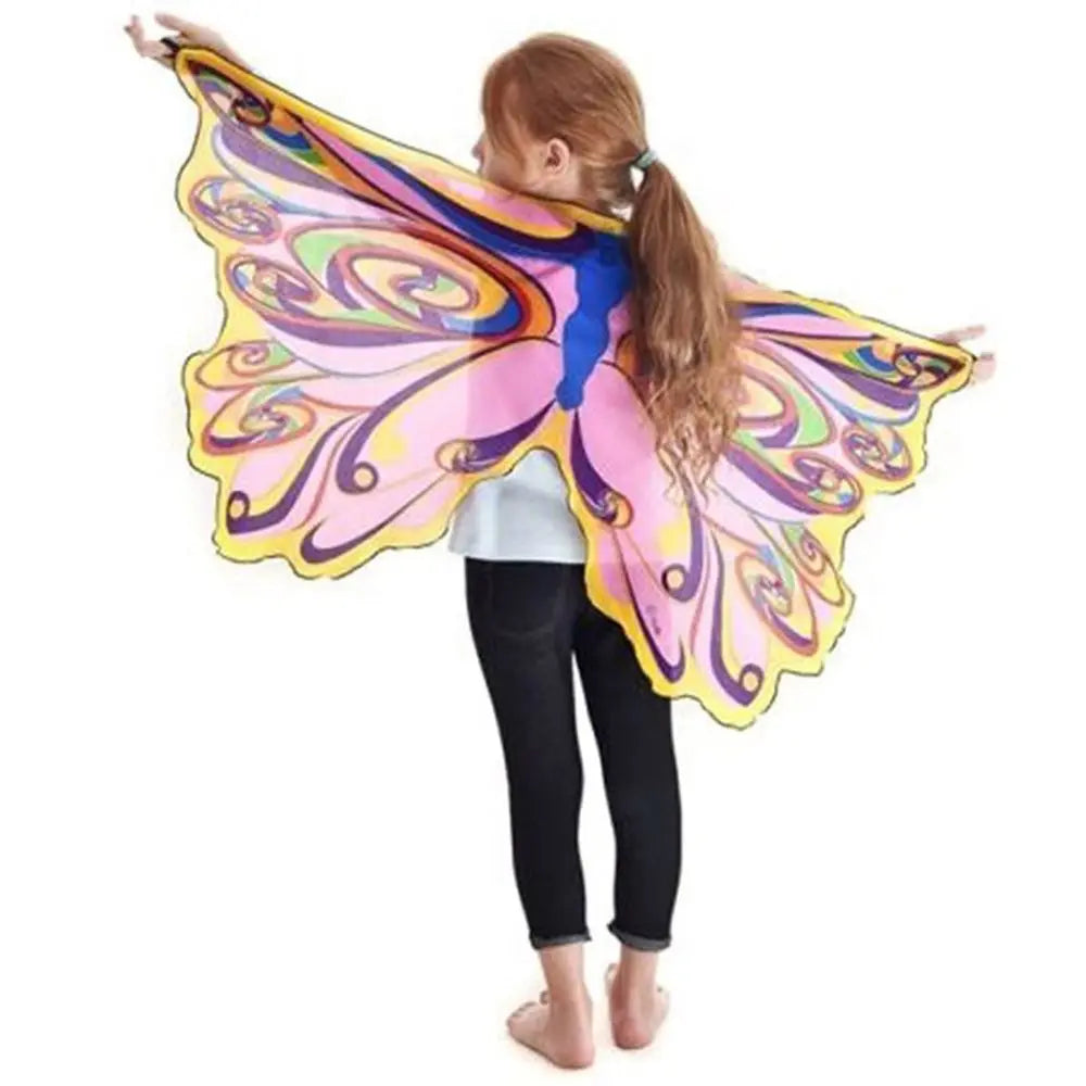 Kids Butterfly & Angel Wings Shawl Cape – Fairy Elf Costume for Halloween, Cosplay, Dance & Stage Performance (Multiple Color