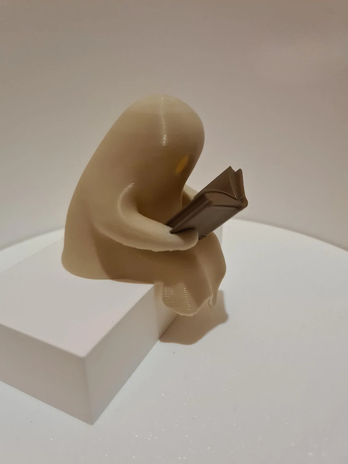 Ghost Reading a Book Shelf Sitter Figurine – Cute Halloween Ornament with Flickering LED Tealight