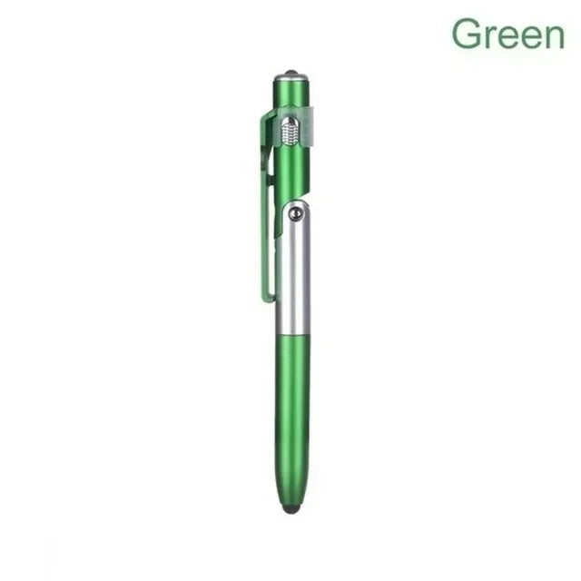 4-in-1 Multifunction Ballpoint Pen Stylus – Touchscreen Stylus, Flashlight & Tablet Stand in One (Green, Orange, Black or Blu