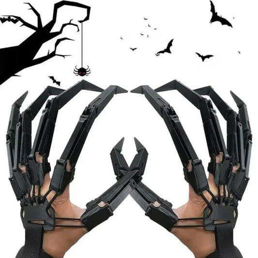 Halloween Articulated Skeleton Finger Claw Glove – Realistic Ghost Hand Cosplay Prop for Adults & Kids