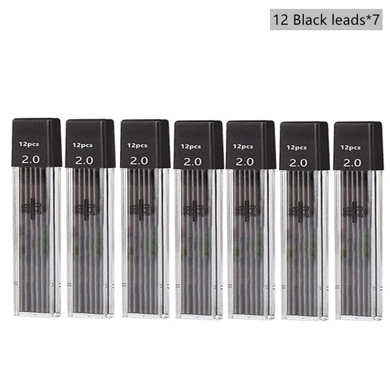 2.0mm Mechanical Pencil Set with 2B Lead Refills – Black & Colour Leads for Writing, Sketching, Drawing & Art (Pencil Sets & Refill Packs)