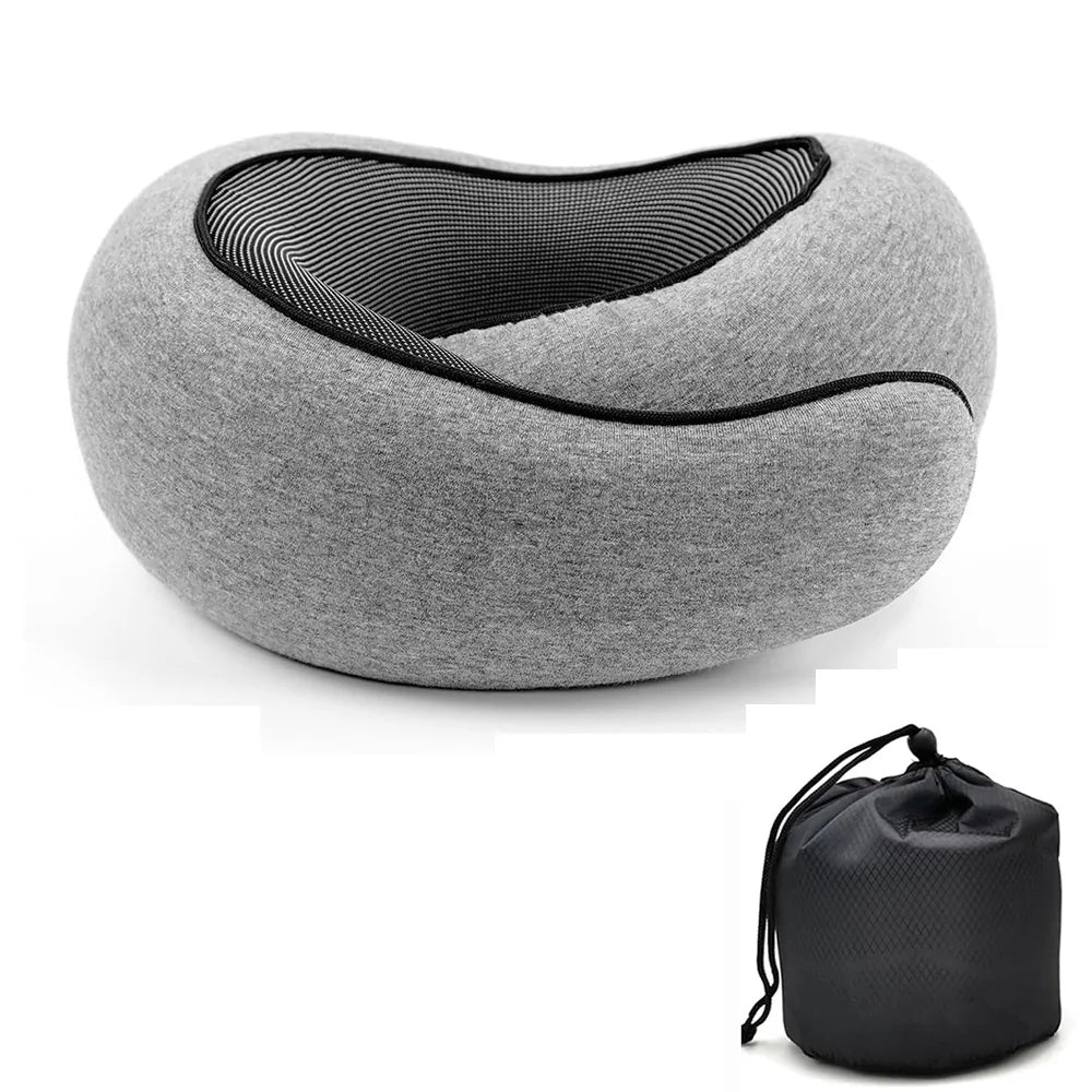 Travel Neck Pillow Memory Foam U-shaped Pillow Snail Style Travel Neck Support Portable Adjustable Soft Noon Break Sleep Pill