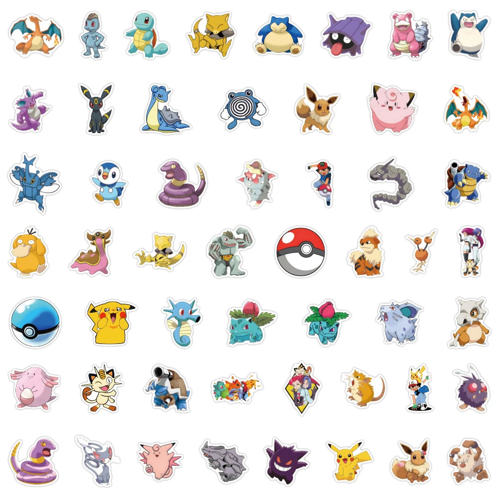Pokémon Anime Stickers – Pikachu Kawaii Sticker Pack for Laptops, Skateboards & More