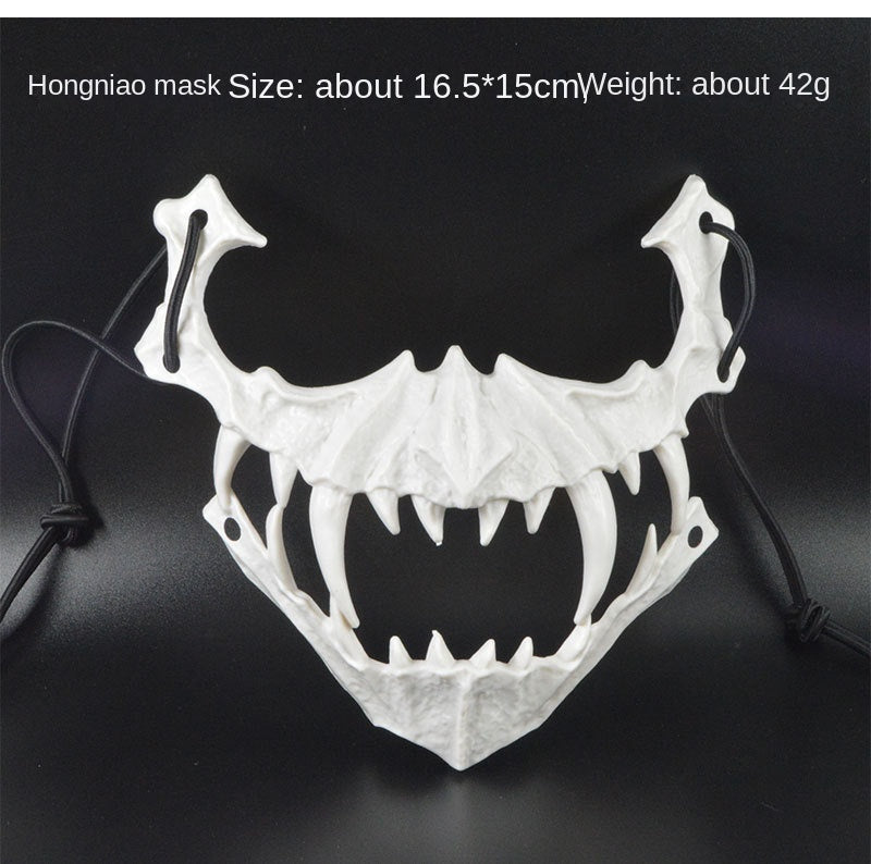Japanese Half-Face Resin Mask – Dragon God, Tiger, Tengu, Wolf & Skull Styles for Halloween & Cosplay