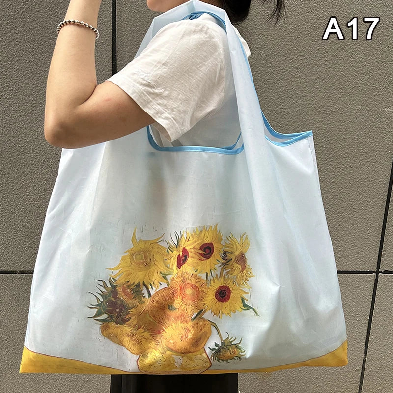 Foldable Nylon Shopping Tote Bag – Reusable Grocery & Travel Shoulder Bag