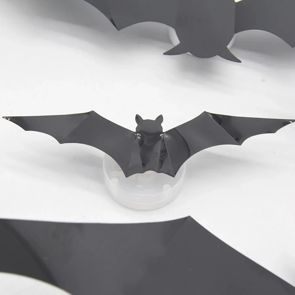 3D LED Bat Wall Decal Night Lights – 12 or 24pc Stereoscopic Bat Stickers for Halloween Party & Festival Decoration