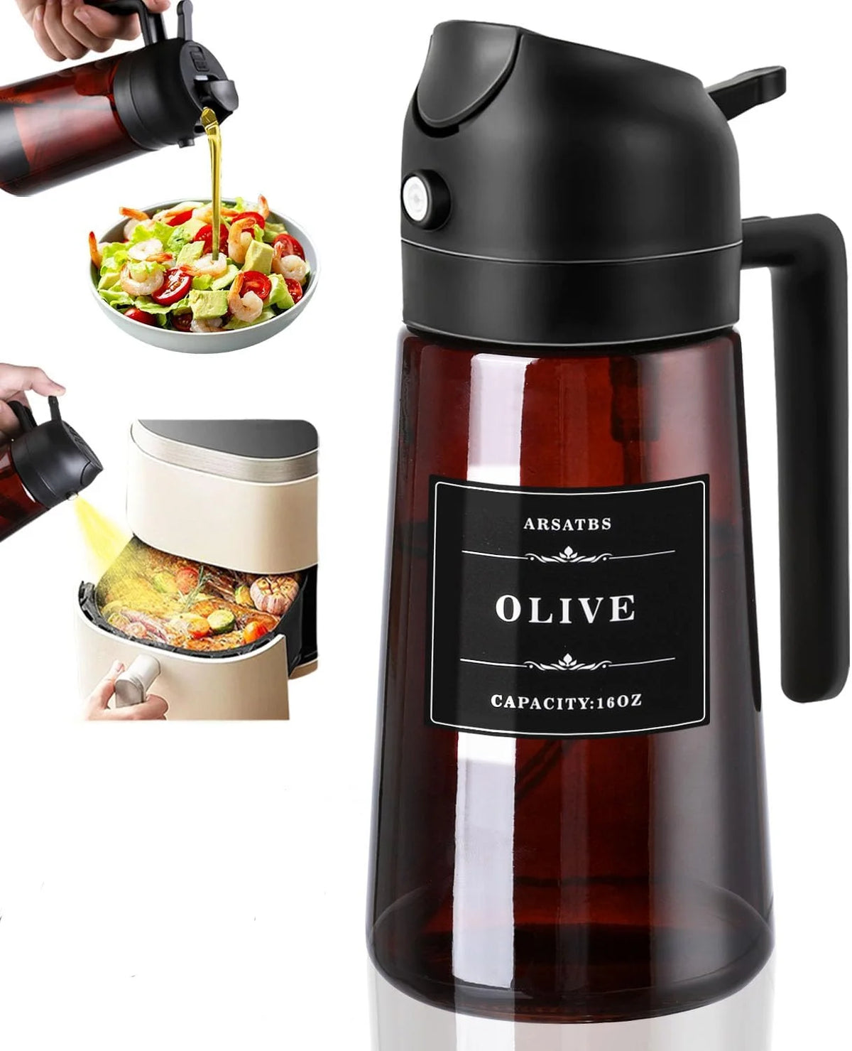 Glass Olive Oil Dispenser Bottle with Pourers & Drip-Free Spout