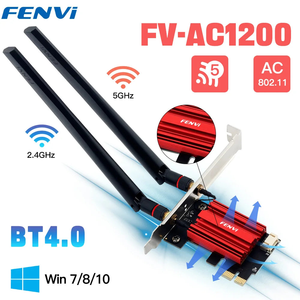 FENVI AC1200 Dual-Band WiFi PCIe Card with Bluetooth 4.0