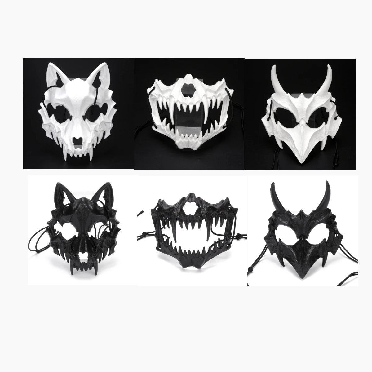 Japanese Half-Face Resin Mask – Dragon God, Tiger, Tengu, Wolf & Skull Styles for Halloween & Cosplay