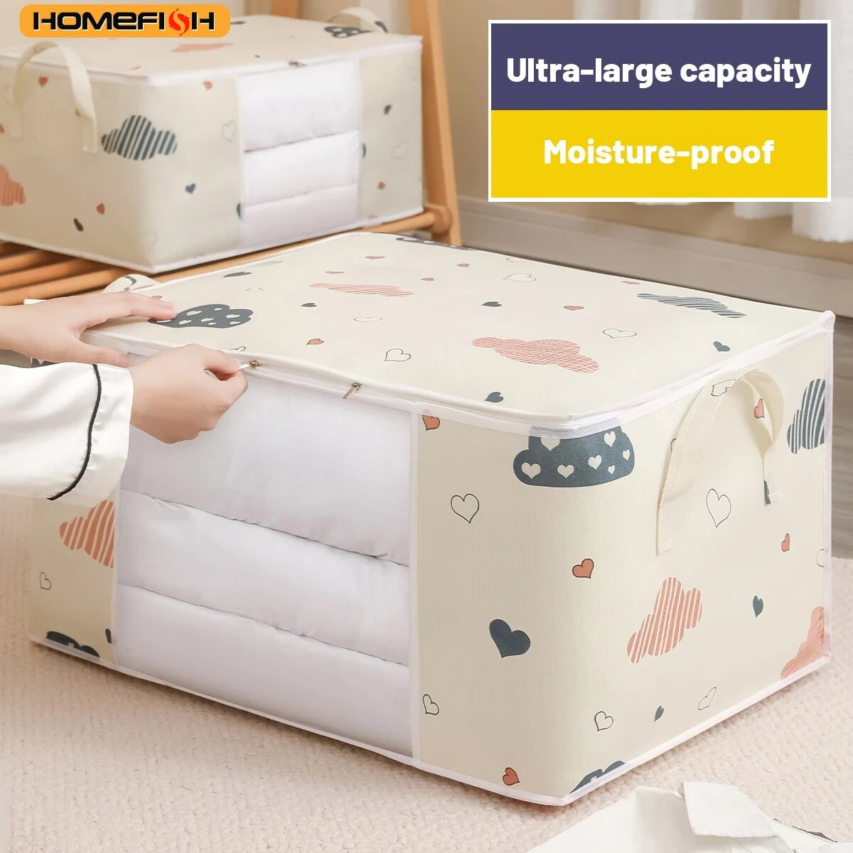 Large Quilt & Clothes Storage Bag – Dustproof Non-Woven Organizer for Home & Moving