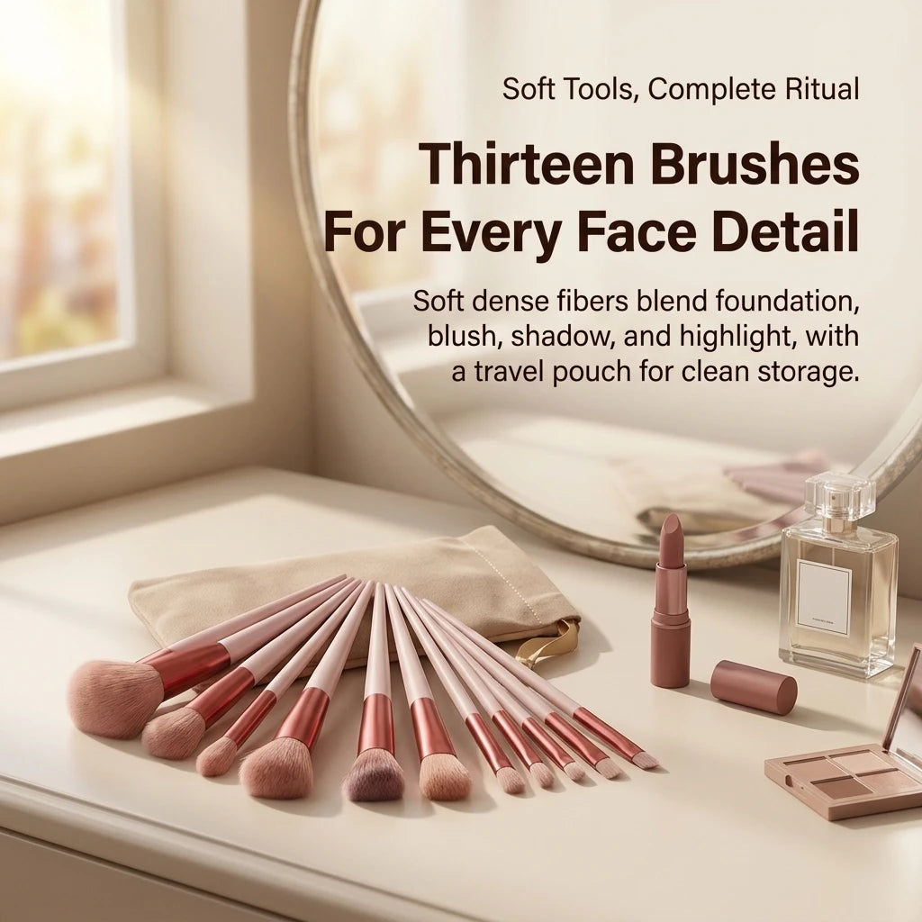 13-Piece Makeup Brush Set – Eye Shadow, Foundation & Blending Brushes